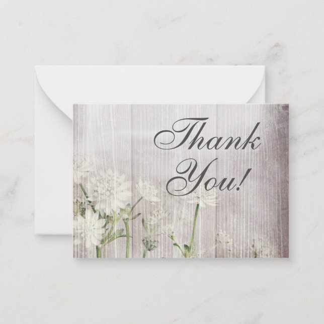 Rustic Floral Modern Thank You Note Card (Front)