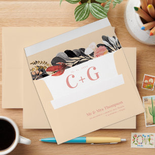Rustic Floral Monogram and Return Address Wedding Envelope