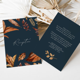 Rustic Floral & Navy Wedding Reception Enclosure Card
