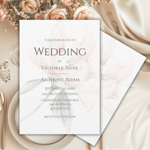 Rustic Floral Neutral Elegant Wedding Invitation