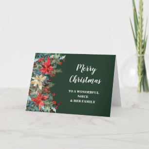 Rustic Floral Niece & Family Merry Christmas Card