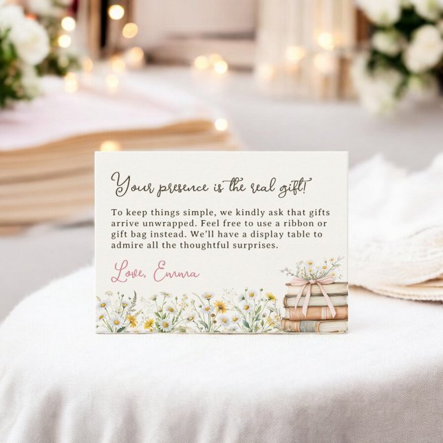 Rustic Floral No Gift Wrap Bridal Shower Display Enclosure Card (Rustic Floral No Gift Wrap Bridal Shower Display Enclosure Card)