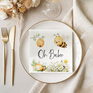 Rustic Floral Oh Babee Honey Bee Baby Shower Napkin