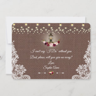 Rustic Floral Old Lantern Will You Give Me Away Invitation