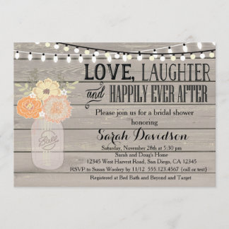 Rustic Floral Orange Bridal Shower Invitation