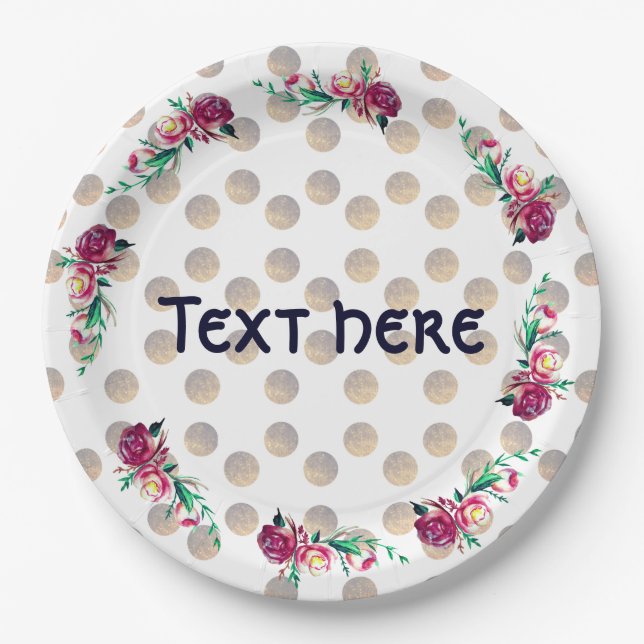 Rustic Floral Party Paper Plates (Front)