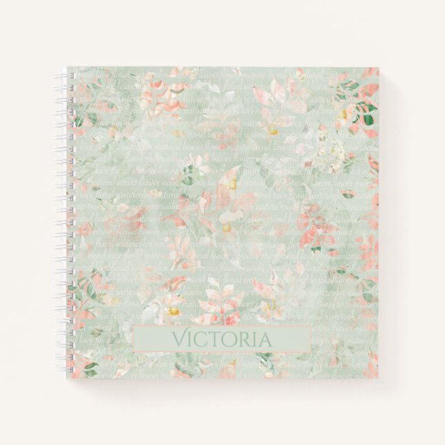 Rustic Floral Pastels Vintage Personalised Notebook (Front)