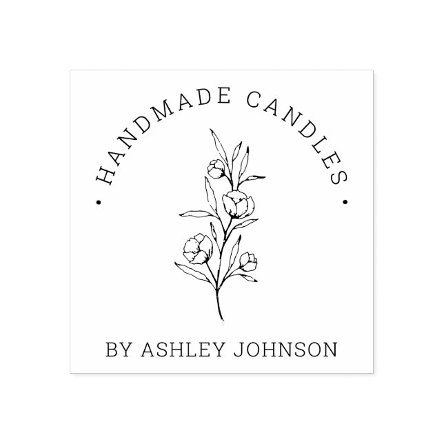 Rustic Floral Personalised Handmade By Rubber Stamp (Imprint)