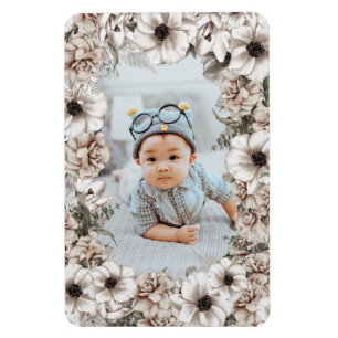 Rustic Floral Photo Magnet