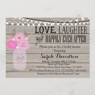 Rustic Floral Pink Blush Bridal Shower Invitation