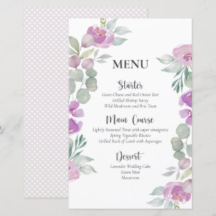 Rustic Floral Pink Watercolor Wedding Menu