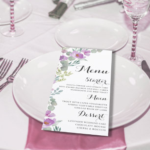 Rustic Floral Pink Watercolor Wedding Menu