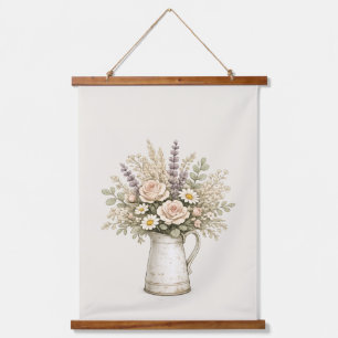 Rustic Floral Pitcher Hanging Tapestry