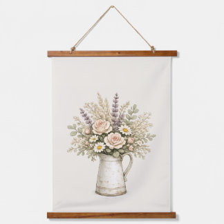 Rustic Floral Pitcher Hanging Tapestry