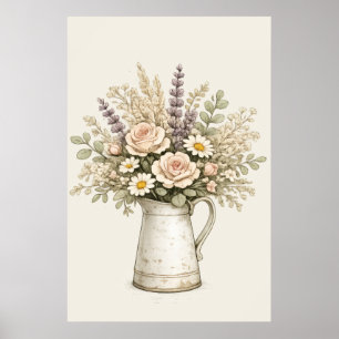 Rustic Floral Pitcher Poster