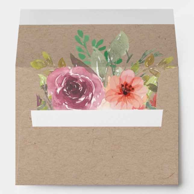 Rustic floral pre-addressed wedding envelope (Back (Bottom))