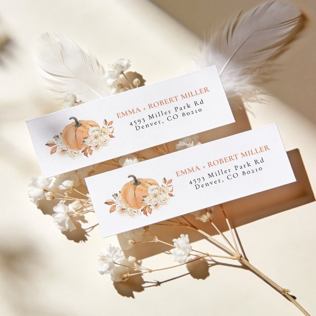 Rustic Floral Pumpkin Baby Shower Return Address (Creator Uploaded)