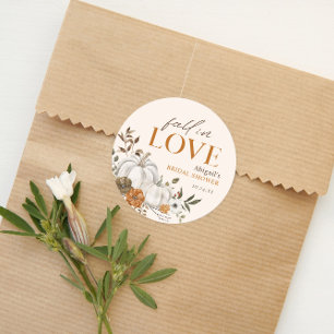 Rustic Floral Pumpkin Bridal Shower Classic Round Sticker