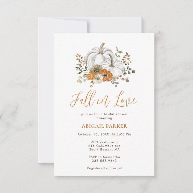 Rustic Floral Pumpkin Bridal Shower  Invitation (Front)