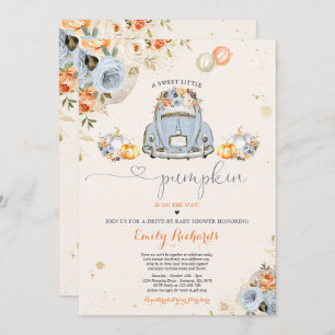 Rustic Floral Pumpkin Drive By Baby Shower Invitation