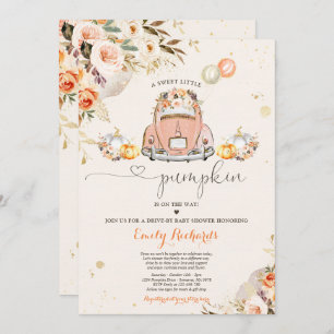 Rustic Floral Pumpkin Drive By Baby Shower Invitation