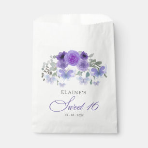 Rustic Floral Purple Lilac Butterflies Sweet 16 Favour Bags