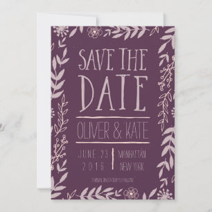 Rustic Floral Purple Save the Date