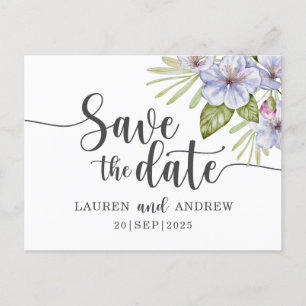 Rustic Floral Purple  Save the Date Postcard