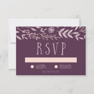 Rustic Floral Purple Wedding RSVP