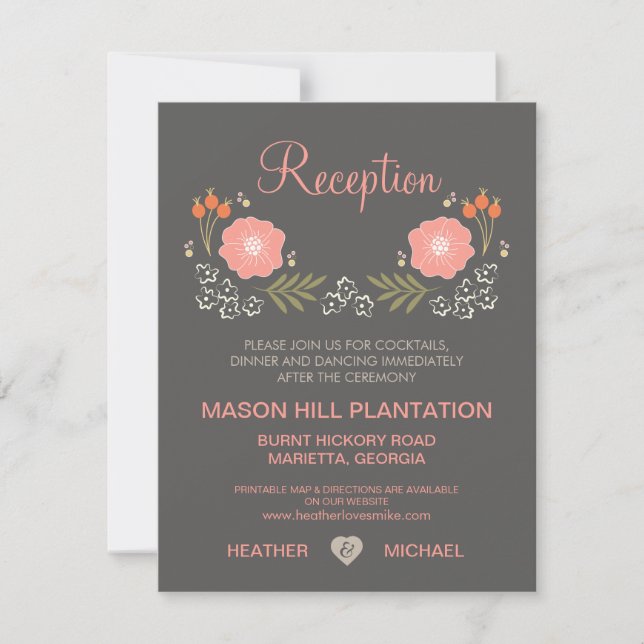 Rustic Floral Reception Cards (Front)