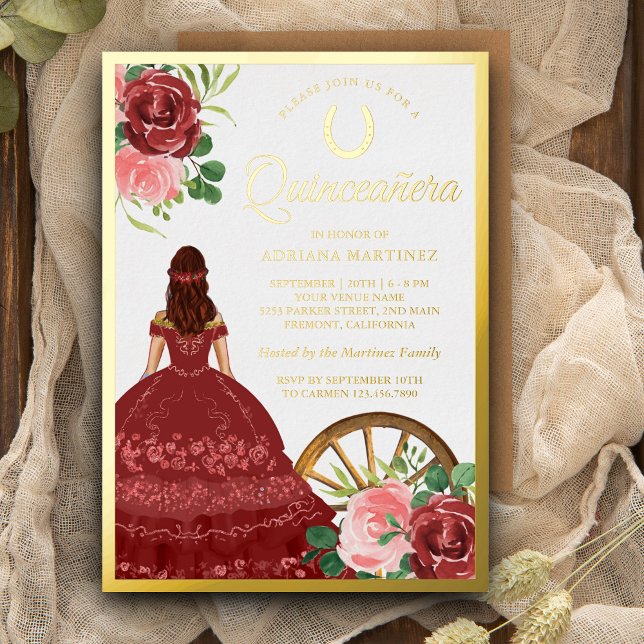 Rustic Floral Red Dress Charro Quinceanera Gold (Creator Uploaded)