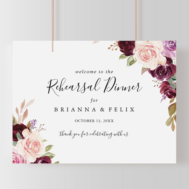 Rustic Floral Rehearsal Dinner Welcome Sign (Creator Uploaded)