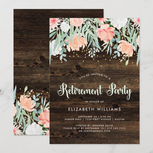 Rustic Floral | Retirement Party Invitation (Front/Back)