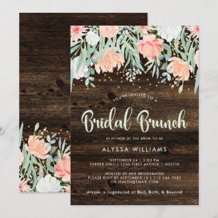 Rustic Floral Romance   Bridal Brunch Invitation