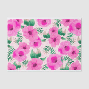 Rustic Floral Rose Pink Bloom Watercolor Tissue Paper