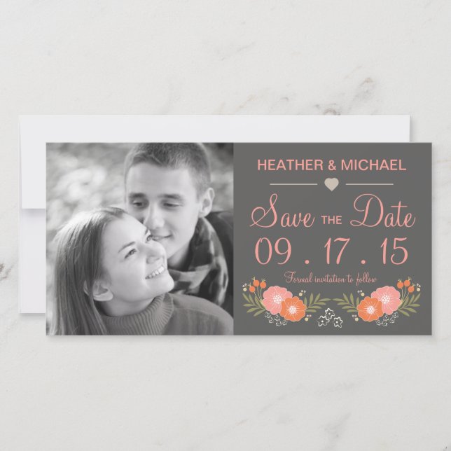 Rustic Floral Save the Date (Front)