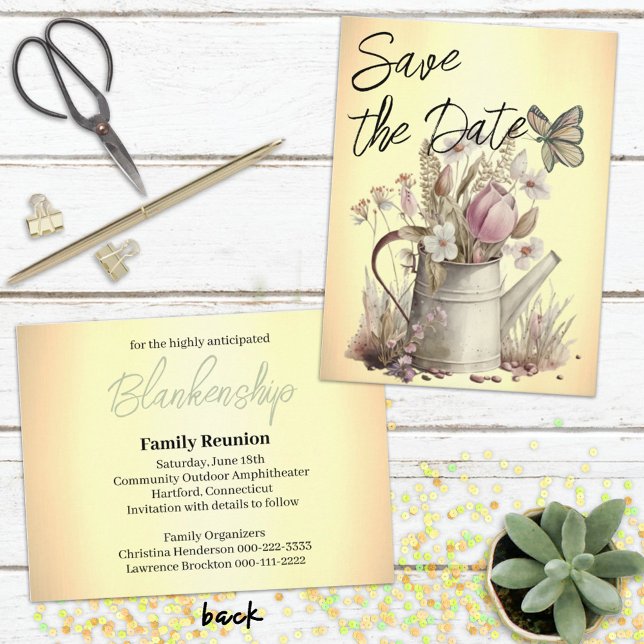 Rustic Floral Save The Date Family Reunion   Announcement Postcard (Get your event planning started with the easy to personalize save the date postcard and invitation.)
