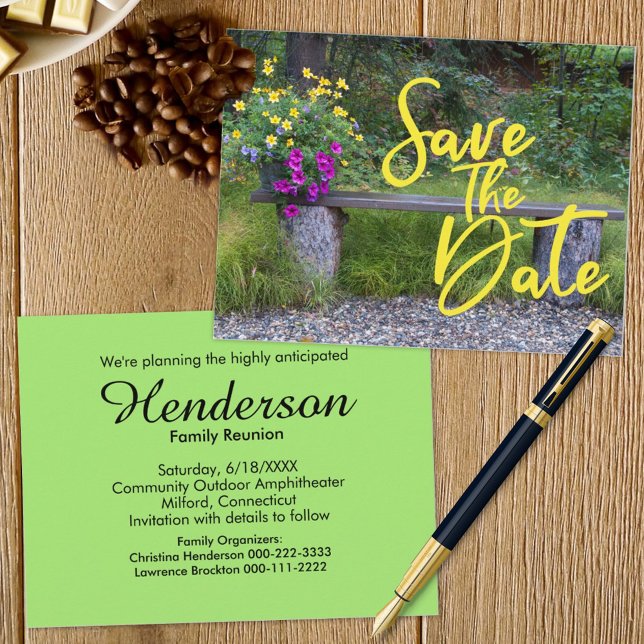 Rustic Floral Save The Date Family Reunion Photo Announcement Postcard (Creator Uploaded)