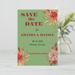 Rustic Floral Save the Date Invitation