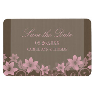 Rustic Floral Save the Date Magnet, Pink Magnet