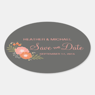 Rustic Floral Save the Date Oval Sticker
