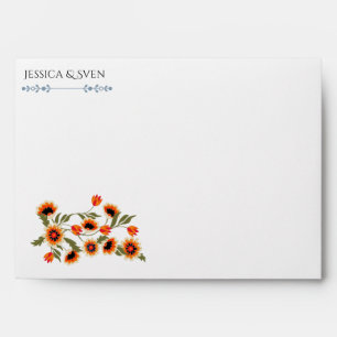 Rustic Floral Scandinavian Folk-Inspired Wedding Envelope