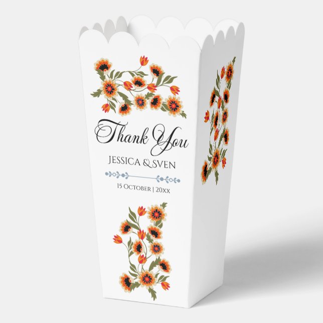Rustic Floral Scandinavian Folk-Inspired Wedding Favour Box (Front)