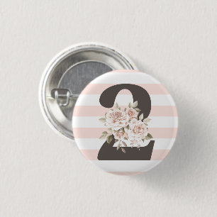 Rustic Floral Shabby Chic Roses 2nd Birthday Party 3 Cm Round Badge