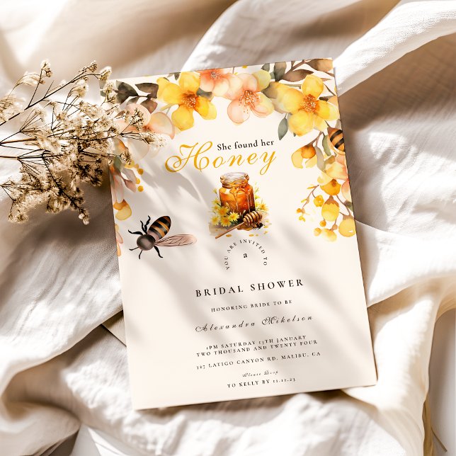  Rustic Floral She Found Her Honey Bridal Invitation (Creator Uploaded)
