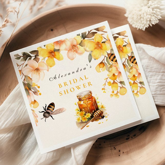  Rustic Floral She Found Her Honey Bridal Napkin (Creator Uploaded)