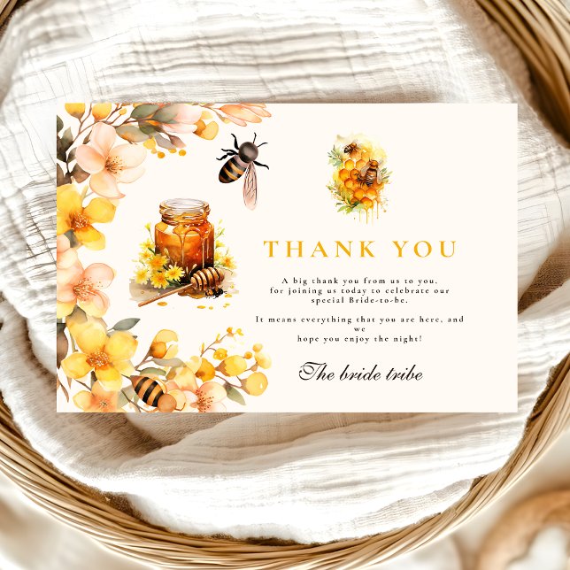  Rustic Floral She Found Her Honey Bridal Thank You Card (Creator Uploaded)
