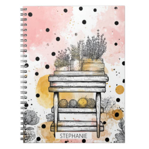 Rustic Floral Shelf with Soft Cottage Aesthetic Notebook
