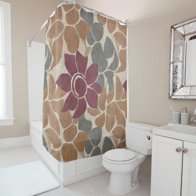 Rustic Floral Shower Curtain (In Situ)