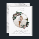 Rustic Floral Silver Framed Photo & Calligraphy Save The Date<br><div class="desc">Rustic Floral Framed Photo & Calligraphy Save the Date Cards. This design is sweet, elegant, and romantic. With faux metallic Silver foil text and Grey & White marble texture on the back side. Personalise it with your picture (you can even replace the marble back with your image). Wedding Save the...</div>